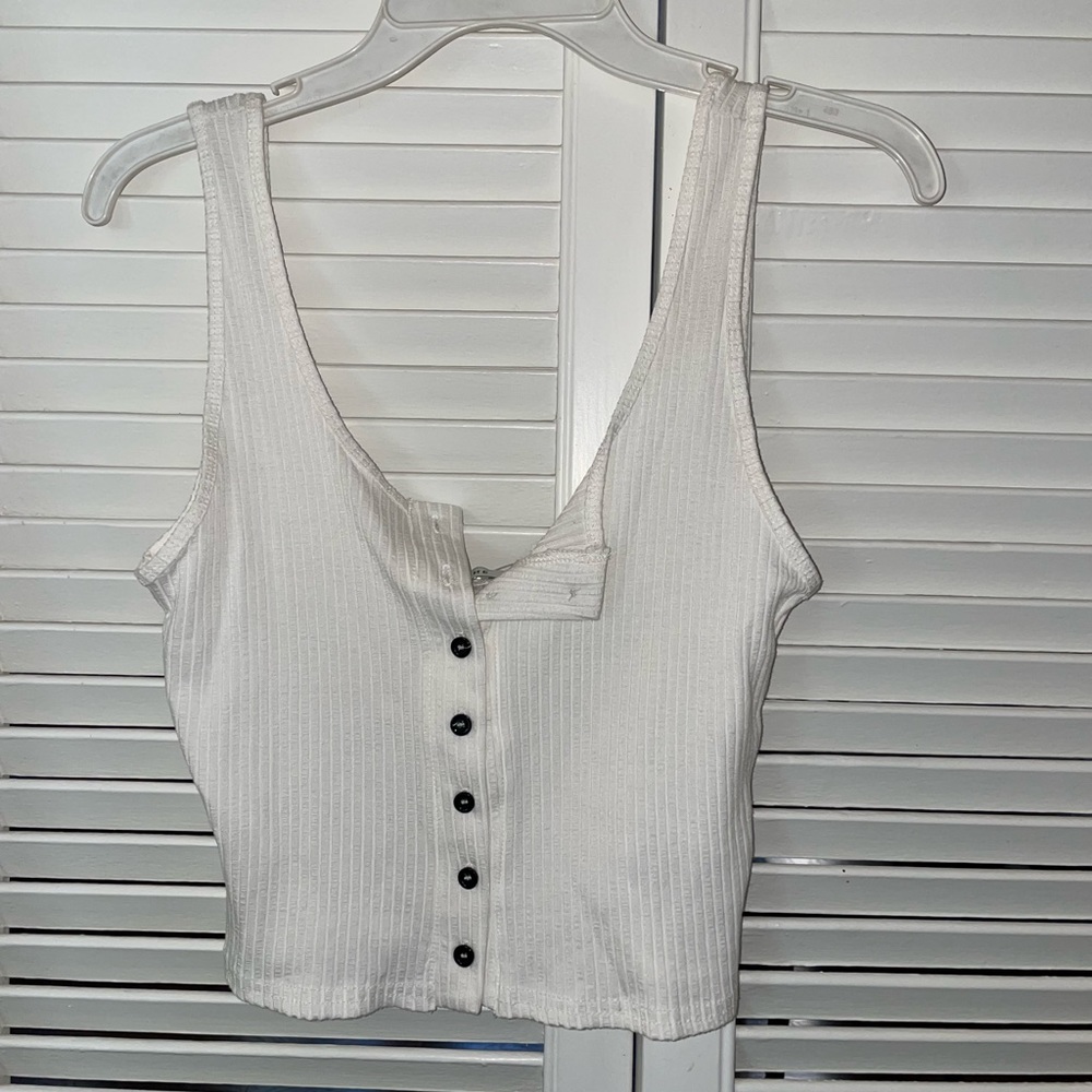 White button up tank top